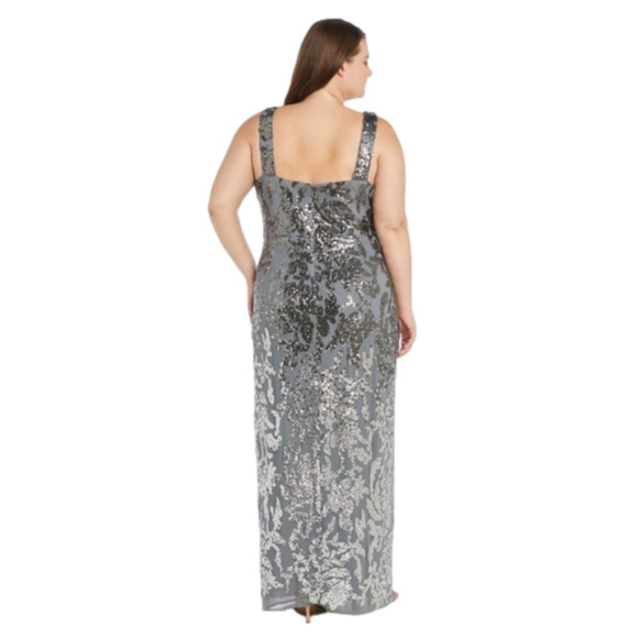 R & M Richards Gunmetal Ombré Sequin Party Dress Plus‎ size 18W New! - Picture 3 of 12
